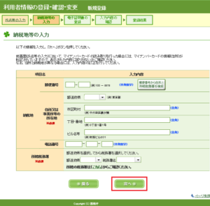 電子証明書の登録　納税地等の入力